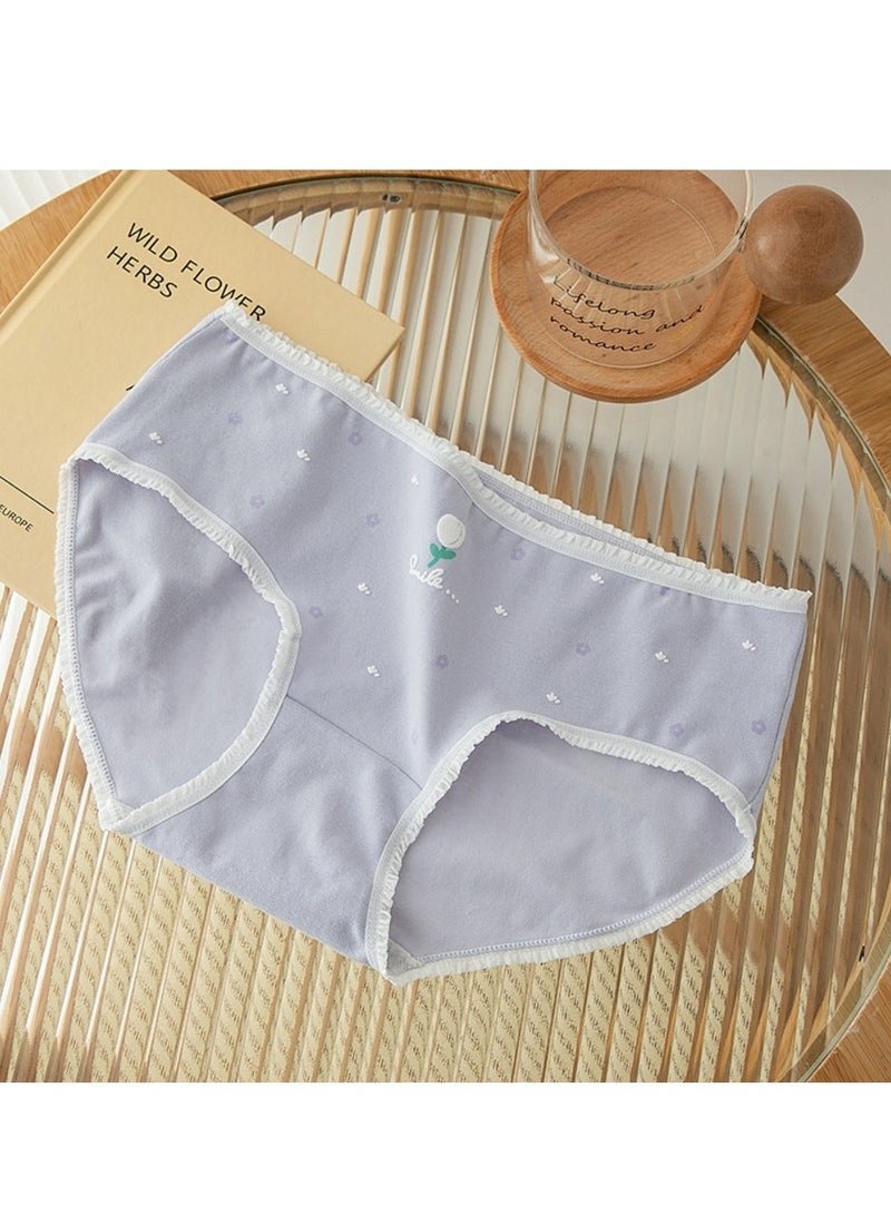 مجموعة من 5 ملابس داخلية قطنية أنيقة بخصر متوسط، ملابس داخلية مريحة وجيدة التهوية للفتيات - Image 3