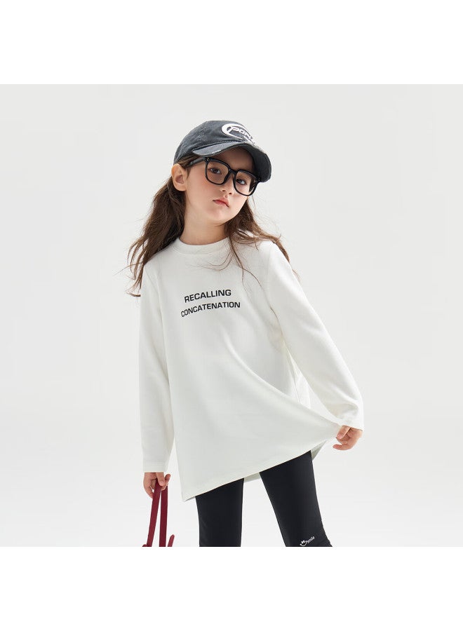 Chenchenma Simple Style Autumn Winter Girls' High Elasticity Letter Parent-child T-shirt Children's Warm Inner Wear - Image 4