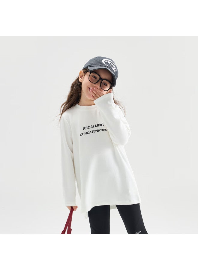 Chenchenma Simple Style Autumn Winter Girls' High Elasticity Letter Parent-child T-shirt Children's Warm Inner Wear - Image 3