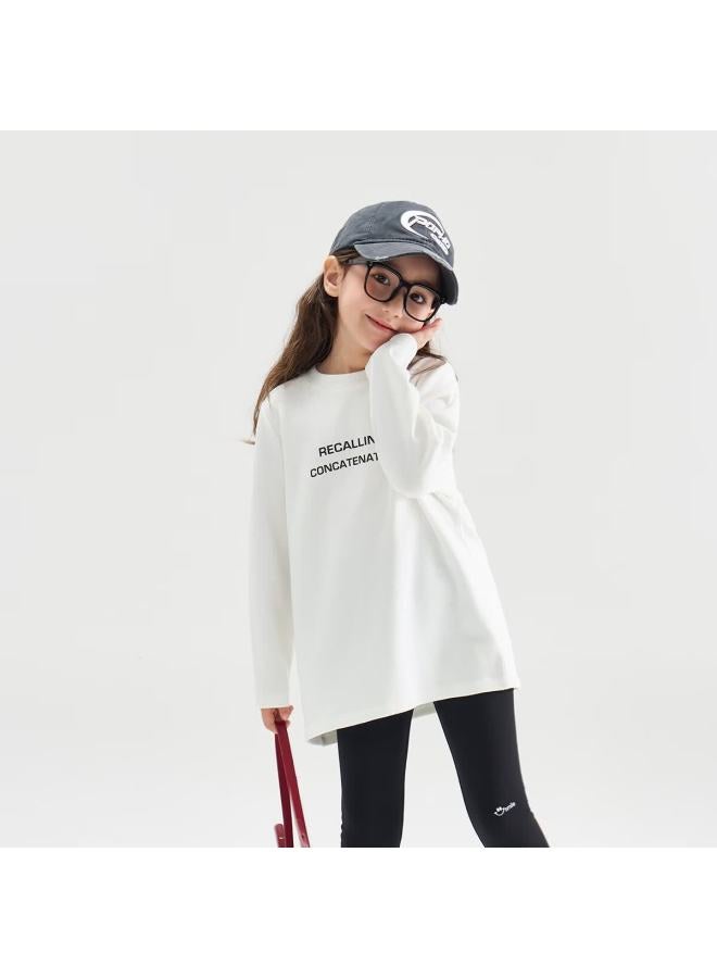 Chenchenma Simple Style Autumn Winter Girls' High Elasticity Letter Parent-child T-shirt Children's Warm Inner Wear - Image 1