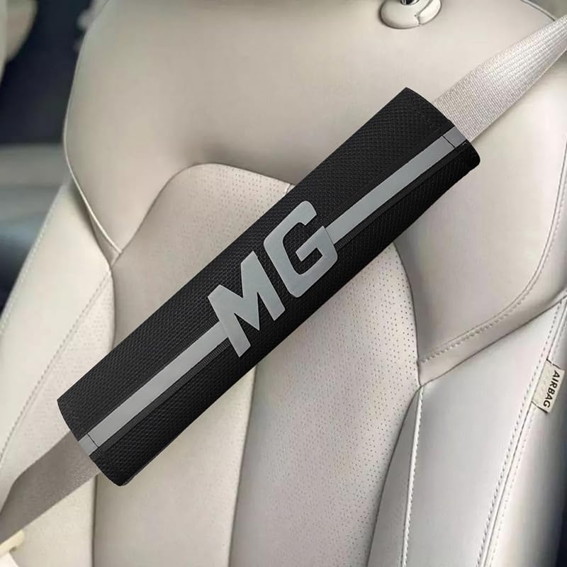 Car Seat Belt Leather Cover (Photography Belt Reflector) Compatible with MG 2 Pcs Black