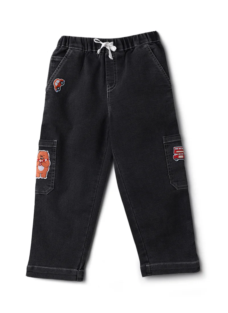 Nautinati Boys’ Denim Jeans| Animal and Car Badge |Jeans for 1-5 Years