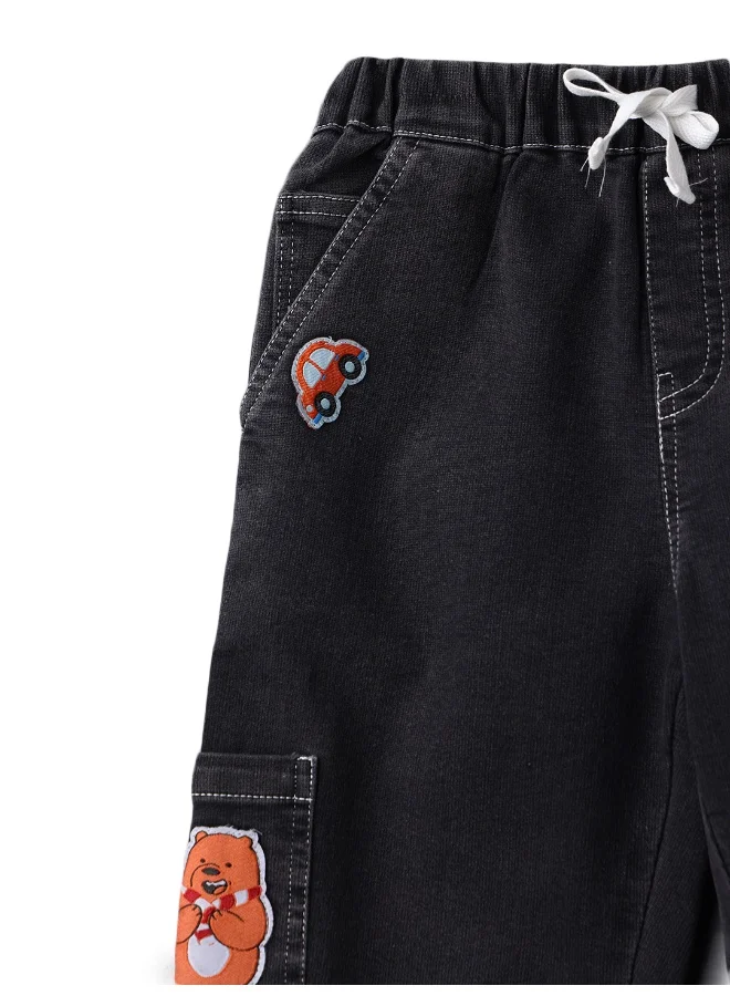 Nautinati Boys’ Denim Jeans| Animal and Car Badge |Jeans for 1-5 Years