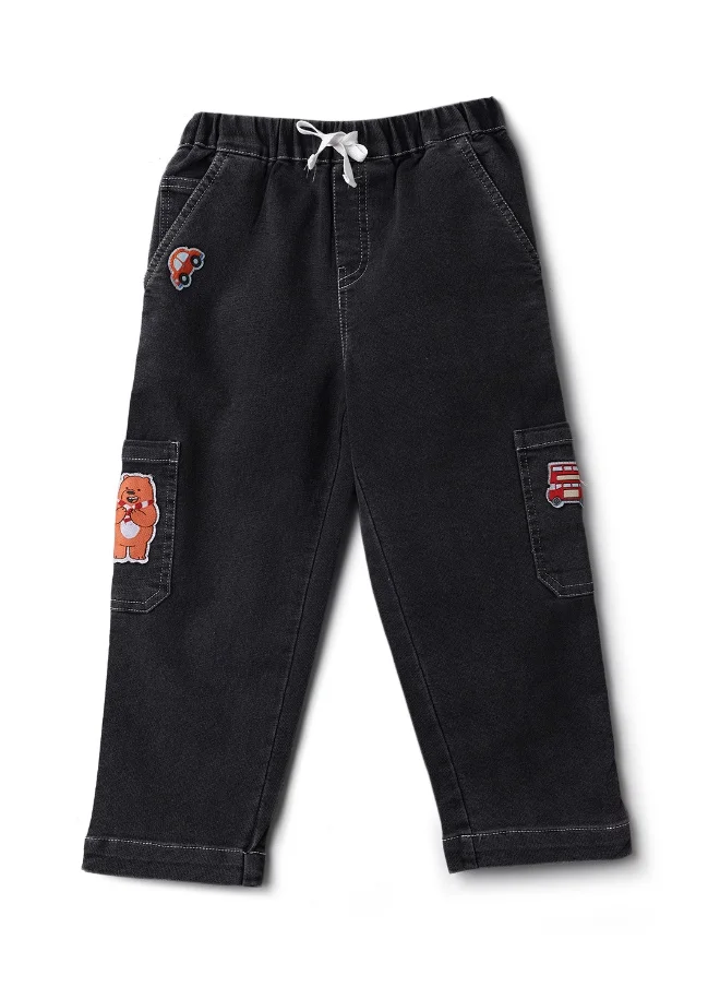 Nautinati Boys’ Denim Jeans| Animal and Car Badge |Jeans for 1-5 Years