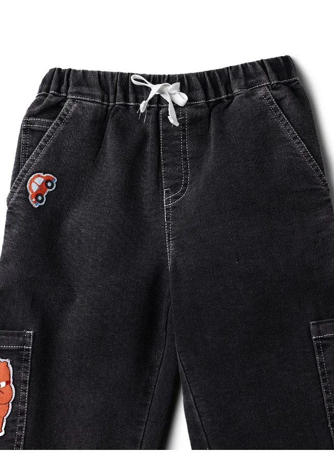 Nautinati Boys’ Denim Jeans| Animal and Car Badge |Jeans for 1-5 Years