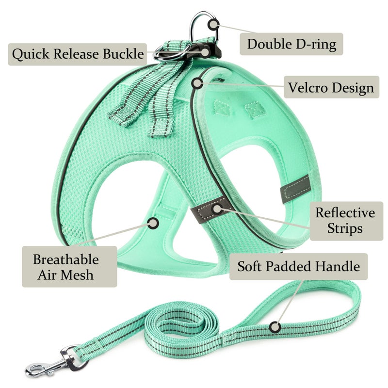 BOOMIBOO Dog Harness with Leash Set, No Pull Adjustable Reflective Step-in Puppy Pet Vest Harnesses for Small Medium Large Dogs and Cats,Green XS - Image 2
