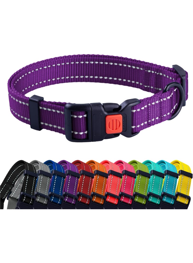 CollarDirect Reflective Dog Collar for a Small, Medium, Large Dog or Puppy with a Quick Release Buckle - Boy and Girl - Nylon Suitable for Swimming (18-26 Inch, Purple) - Image 1