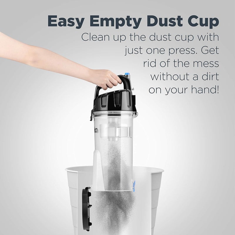 EUREKA مكنسة كهربائية عمودية خفيفة الوزن PowerSpeed للسجاد والأرضيات الصلبة، مكنسة كهربائية عمودية قوية بدون كيس للحيوانات الأليفة في المنزل، NEU181A، زرقاء - Image 5