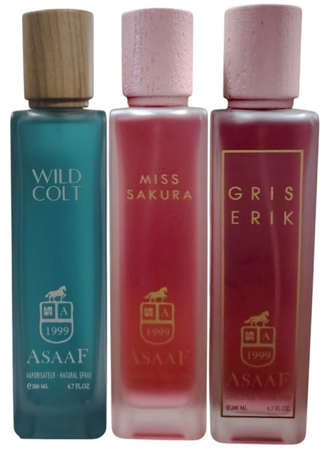 مجموعة 3 عطور عساف كل عبوة 200 مل