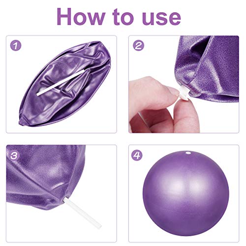 ABTRIX WITH AB Mini Exercise Ball 9 Inch (23cm) – Small Soft Pilates Ball for Yoga, Core & Ab Workouts – Anti-Burst Non-Slip Fitness Ball with Inflatable Straw for Home Therapy & Barre – Purple - Image 2