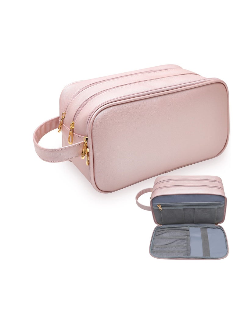 Water Resistant Toiletry-Bag, for Women Travel Essentials Travel-Makeup-Bag Eco Leather Cosmetic Makeup Organizer Travel-Accessories Full Size Toiletries College-Dorm-Room-Essentials-For-Girls - Image 1