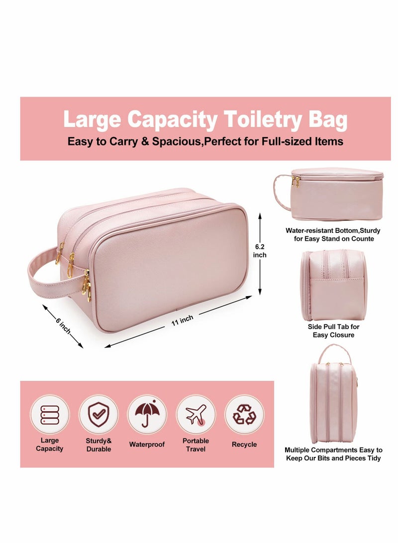 Water Resistant Toiletry-Bag, for Women Travel Essentials Travel-Makeup-Bag Eco Leather Cosmetic Makeup Organizer Travel-Accessories Full Size Toiletries College-Dorm-Room-Essentials-For-Girls - Image 3