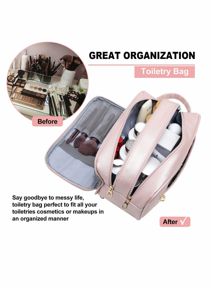 Water Resistant Toiletry-Bag, for Women Travel Essentials Travel-Makeup-Bag Eco Leather Cosmetic Makeup Organizer Travel-Accessories Full Size Toiletries College-Dorm-Room-Essentials-For-Girls - Image 2