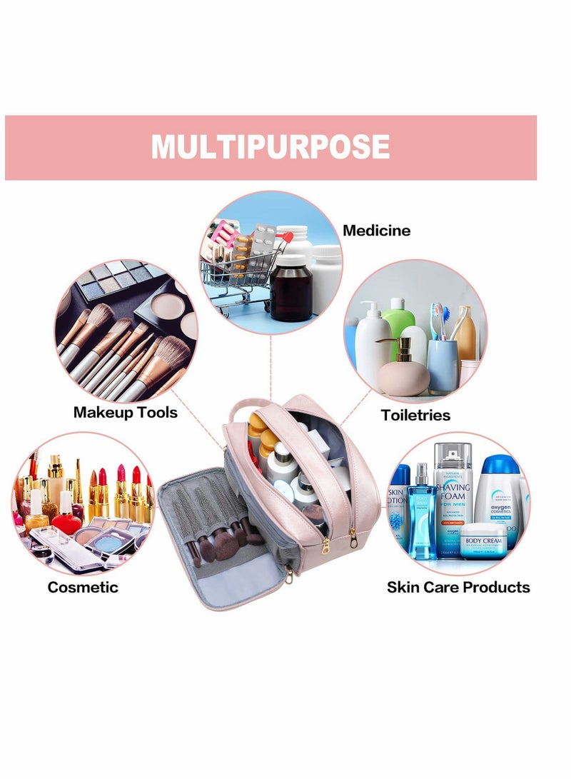 Water Resistant Toiletry-Bag, for Women Travel Essentials Travel-Makeup-Bag Eco Leather Cosmetic Makeup Organizer Travel-Accessories Full Size Toiletries College-Dorm-Room-Essentials-For-Girls - Image 5