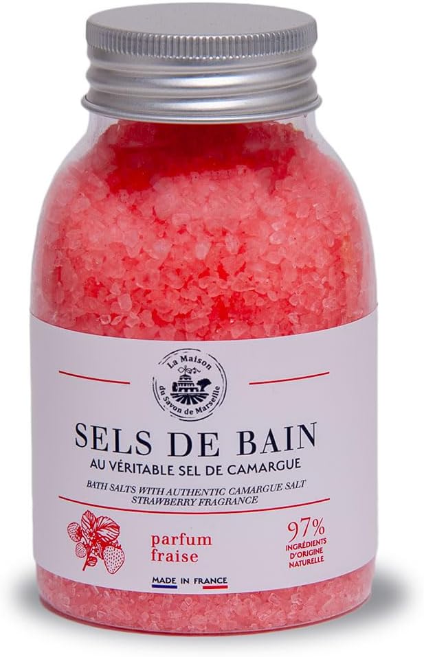 Maison du Savon de Marseille French Bath Salts Made with Camargue Salt Strawberry 300g