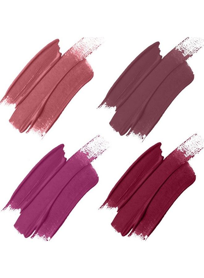 Forfor Stay Matte Long Lasting Mini Liquid Lipstick Waterproof Combo Of 4 (Bridal Maroon Pink Blush Peach Nude Mauve) - Image 3