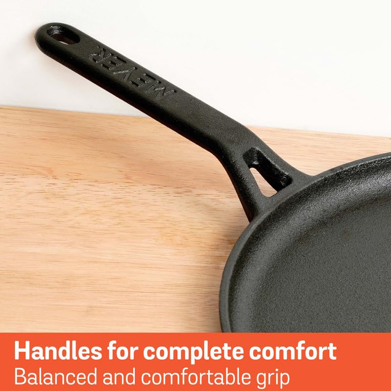 MEYER Pre-Seasoned Cast Iron Roti/Chapati/Dosa Tawa Pan with Stick Handle, Dosa Kallu, Iron Tawa Big Size | Pre-Seasoned Cast Iron Cookware | Gas Stovetop Compatible | 26cm, Black - Image 5