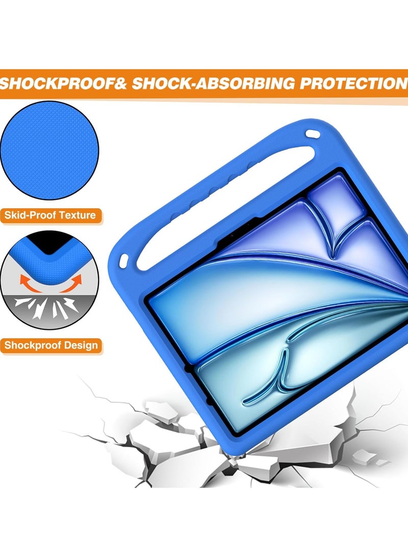 VKL Kids Case for iPad Air 11 Inch M2(2024)/Pro 11 inch (2024) M4: Lightweight EVA Kid Friendly Shockproof Protective Tablet Cover Handle Stand Kids Case for iPad Air 11"/Pro 11"(2024) (Blue) - Image 4