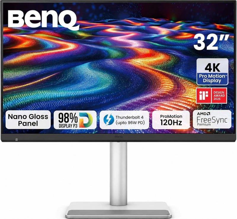 BenQ MA320UG 32” 4K 120Hz Nano Gloss Monitor for Mac  Thunderbolt 4 96W/15W, Mac Color, Daisy Chain, KVM, Brightness & Volume Control on Mac, Height & Tilt Adjustment silver - Image 1