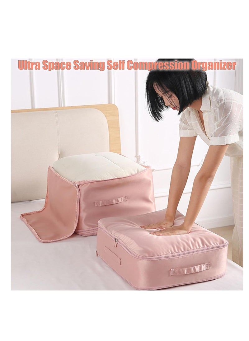 KASTWAVE Ultra Space Saving Self Compression Organizer, Moving Bags Heavy Duty Extra Large, College Moving Bags Heavy Duty, Self Compression Moving Organizer Bags for Clothes, Mattress, Blanket, Duvets, Pink  - Image 5