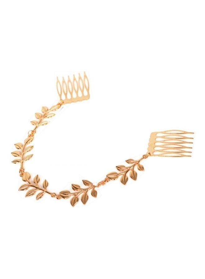 نيبمينينت مشط شعر مزين بأوراق شجر ذهبي - Image 1