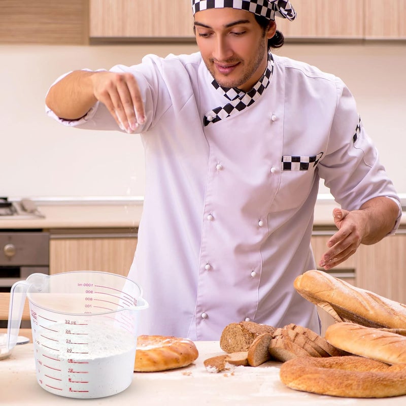 TOODOO 12 Pieces Plastic Measuring Cups 4 Cup Capacity Clear Measuring Mug with Spout and Handle Grip 1000 ml Marking for Flour Water Liquid Ingredient - Image 5
