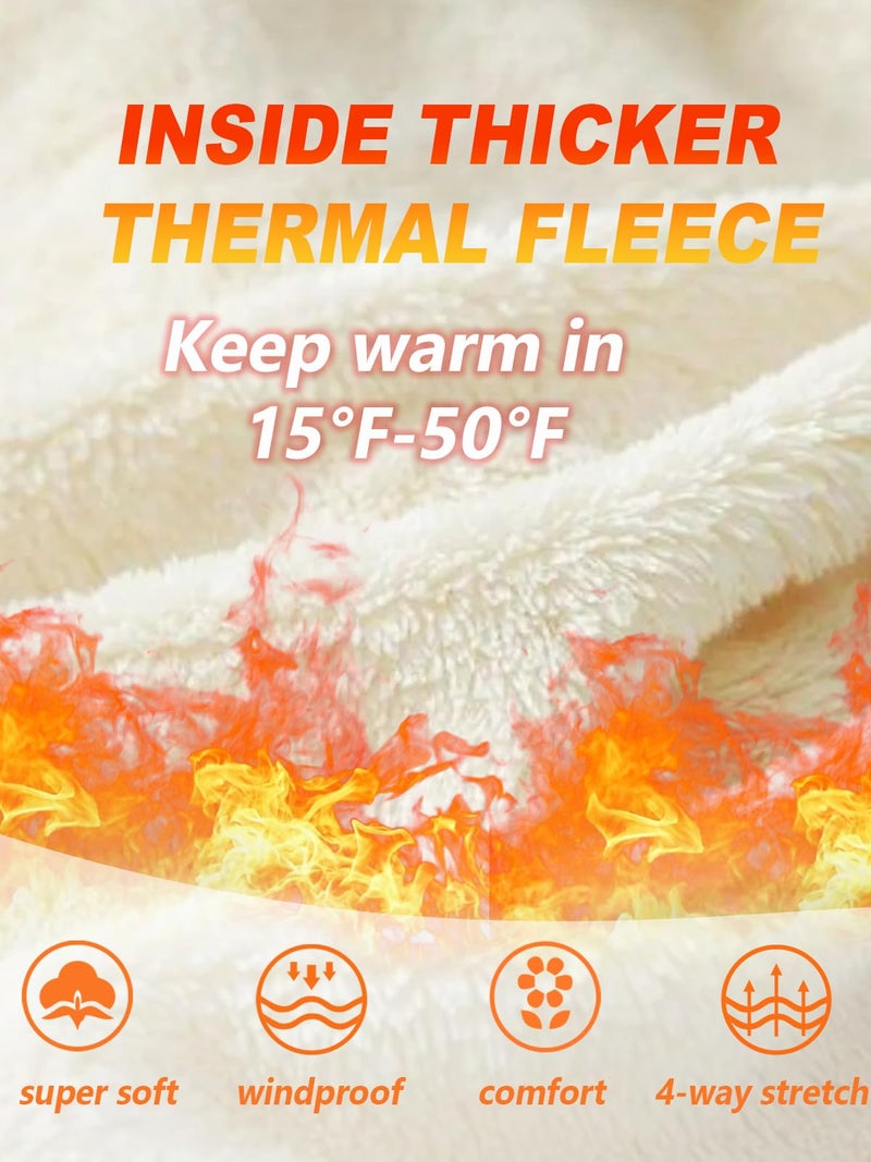 NEW YOUNG Women's Fleece Lined Joggers for Warmth High Waisted Thermal Sweatpants with Pockets for Cold Weather & Hiking Black - Image 4