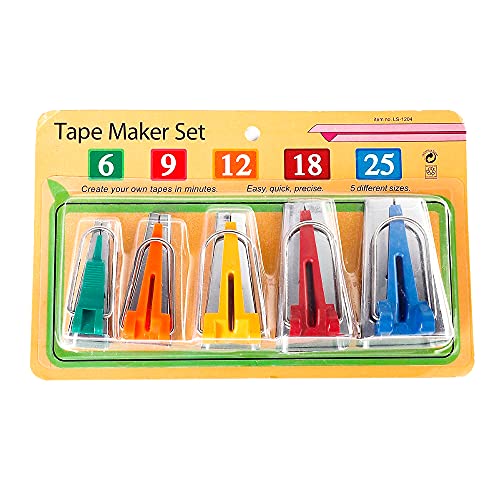 LNKA Bias Tape Maker,LNKA 5 Sizes 1/4" 3/8" 1/2" 3/4" 1" DIY Bias Tapes Tools Kit for Fabric Sewing and Quilting - Image 1