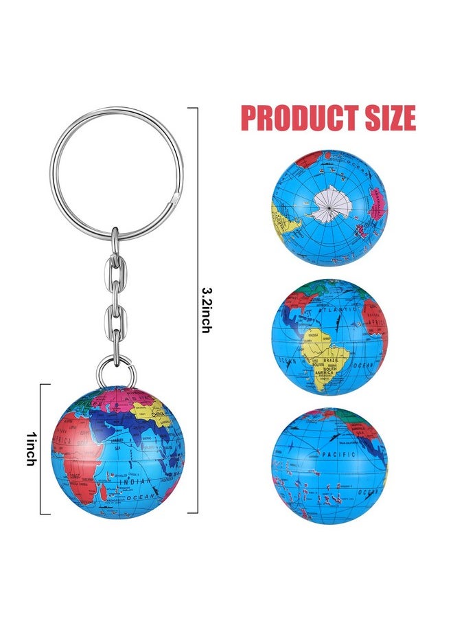 Oudain - 24 Pcs Colorful Globe Keychains Bulk, Planet Earth Ball Keyring Pendant For Backpack Traveler Educational Tool - Image 1