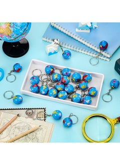 Oudain 24 Pcs Colorful Globe Keychains Bulk, Planet Earth Ball Keyring Pendant For Backpack Traveler Educational Tool  - Image 3