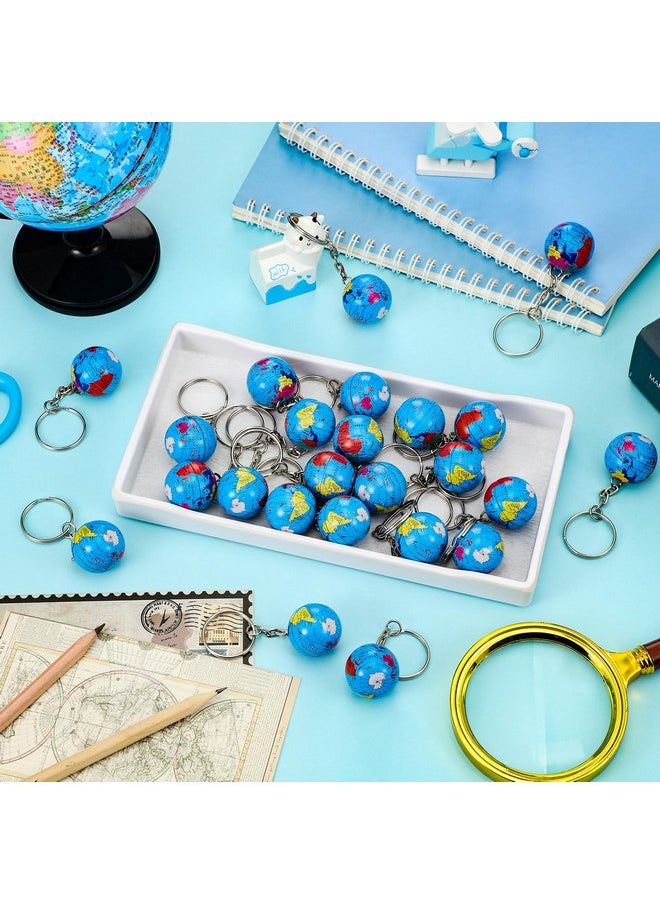 Oudain - 24 Pcs Colorful Globe Keychains Bulk, Planet Earth Ball Keyring Pendant For Backpack Traveler Educational Tool - Image 1