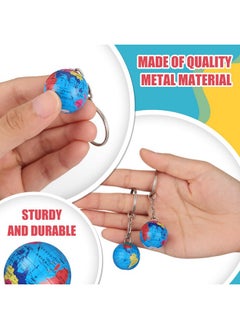 Oudain 24 Pcs Colorful Globe Keychains Bulk, Planet Earth Ball Keyring Pendant For Backpack Traveler Educational Tool  - Image 2