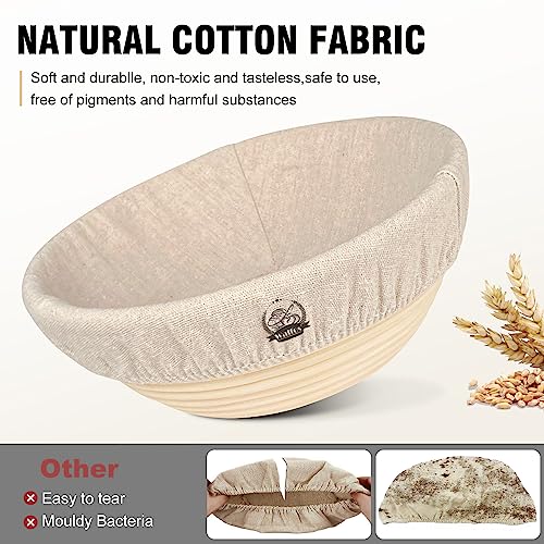 WALFOS Bread Basket Liner Cloth 6 Packs 10 inch round bread proofing basket cloth liner Baking Dough Basket Cover Natural Rattan Banneton Proofing Cloth - Image 3