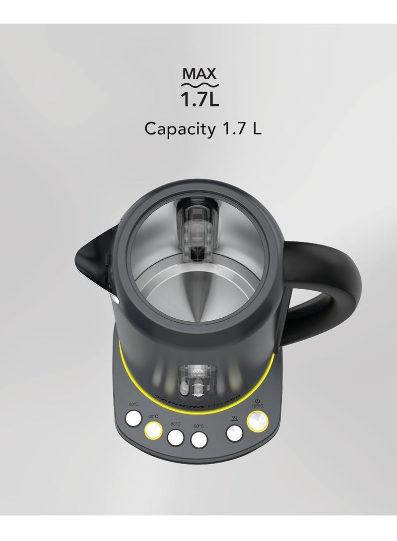 Carrera Electric Kettle No 550-1.7L, 2400W, Stainless Steel Housing, Temperature Control, Keep Warm Function, Overheat Protection, LED Display, 360° Swivel Base