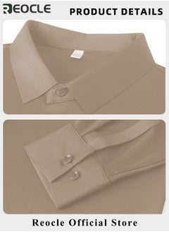 REOCLE Men's Business Slim Fit Shirt Official Long Sleeve Stretch Dress Shirt Wrinkle-Free Regular Fit Button Down Shirts  - Image 5