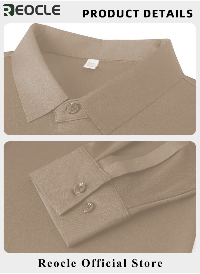REOCLE - Men's Business Slim Fit Shirt Official Long Sleeve Stretch Dress Shirt Wrinkle-Free Regular Fit Button Down Shirts - Image 1