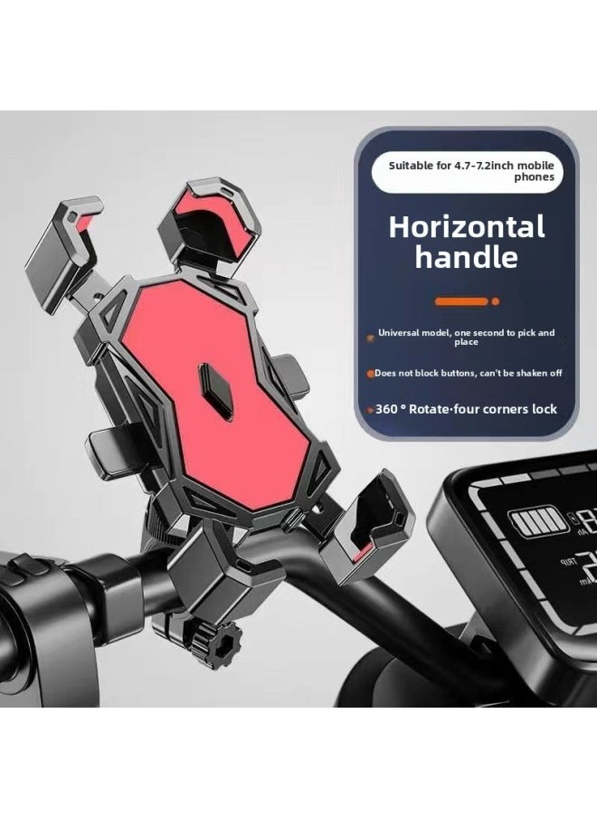 Generic Electric Car Mobile Phone Bracket Battery Motorcycle Bicycle Takeaway Special Navigation Fixed Mobile Phone Bracket-Color:Fortune Red Upgraded Stable Version [handlebar Model]  - Image 1
