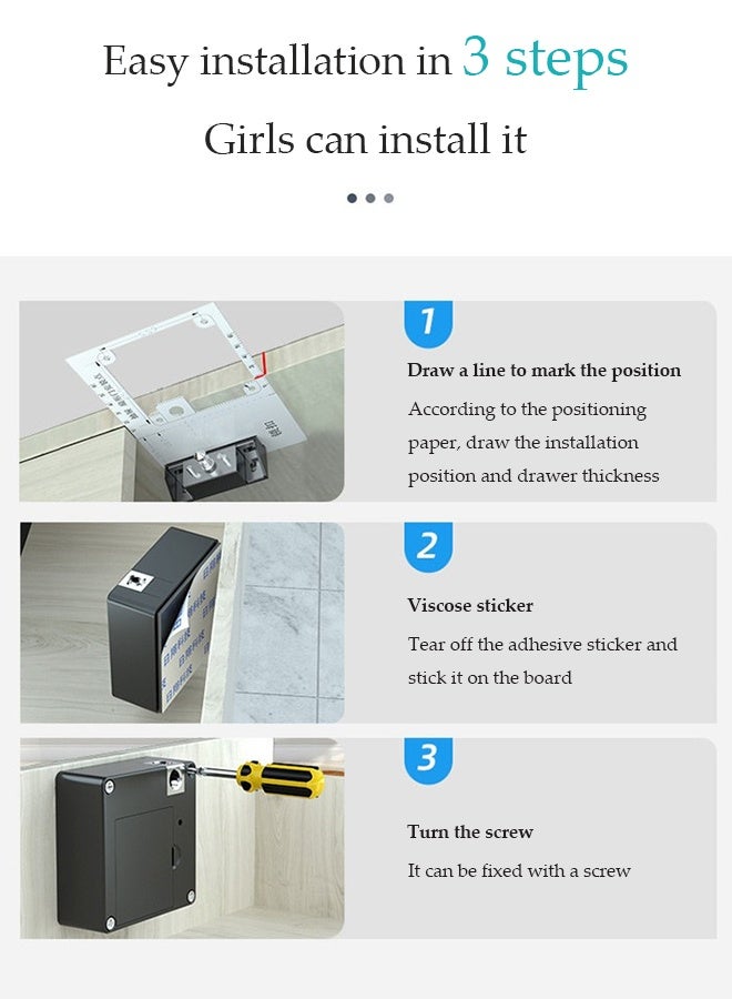DUNISO Electronic Cabinet Lock Kit Set, DIY Lock for Wooden Cabinet Drawer Locker, Smart Drawer Locks with Slide Latch Lock Card/Tag Entry - Image 5