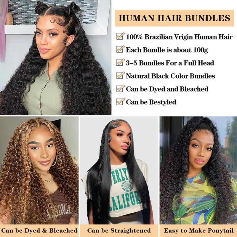 ROYAL IMPRESSION 12A Water Wave 3 Bundles Human Hair 18" 20" 22" 300g 100% Unprocessed Brazilian Virgin Hair Wet and Wavy Human Hair Weave Bundles Natural Color - Image 5