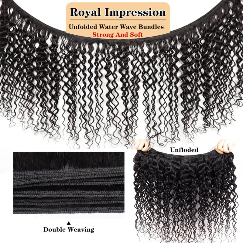 ROYAL IMPRESSION 12A Water Wave 3 Bundles Human Hair 18" 20" 22" 300g 100% Unprocessed Brazilian Virgin Hair Wet and Wavy Human Hair Weave Bundles Natural Color - Image 4