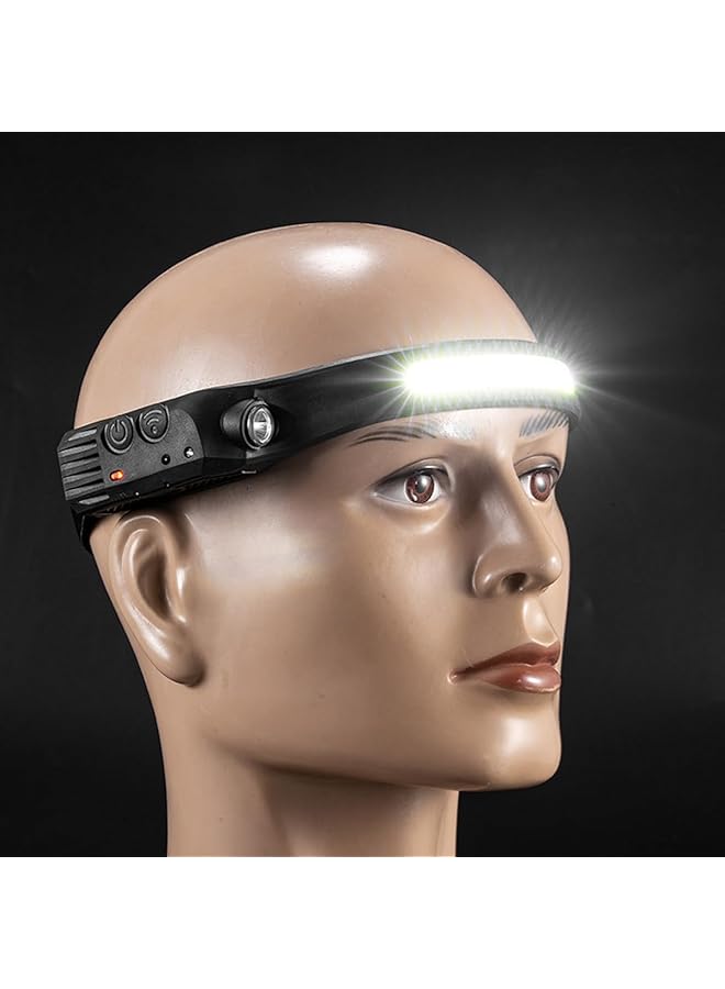 ECVV LED Headlamp Rechargeable Flashlight 230° Wide Beam Headlamps 5 Modes Headlight with Motion Sensor for Running Hiking Fishing Camping - Image 2