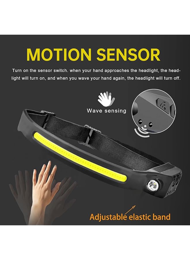 ECVV LED Headlamp Rechargeable Flashlight 230° Wide Beam Headlamps 5 Modes Headlight with Motion Sensor for Running Hiking Fishing Camping - Image 4