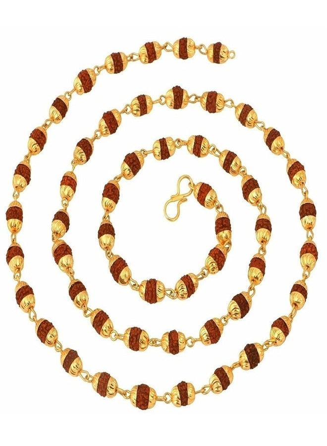 Mahi Gold Plated Rudraksh Mala Chain 24 inches Long for Men CN1100216G - Image 1