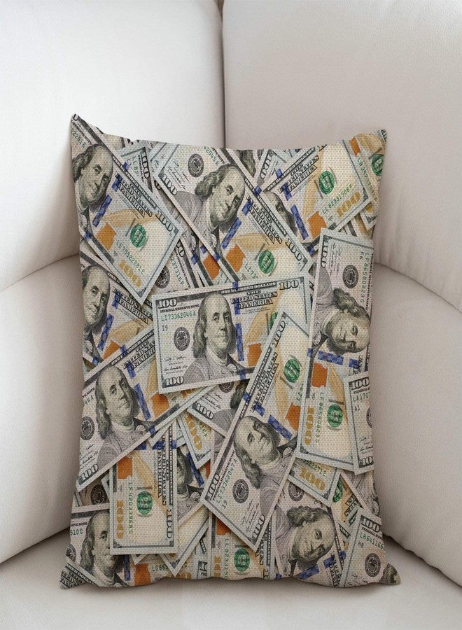 Swono Hundred Dollar Bill Farmhouse Pillow Cover 18x18 Inch Home Decor Cotton Linen Throw Pillow Case Cushion Cover for Sofa Couch - Image 2