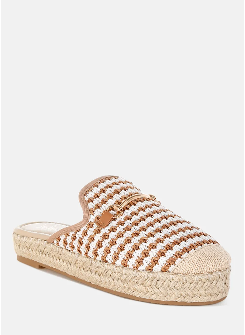 London Rag Brown Raffia Slip-On Mules in Brown for Women | Best Price UAE
