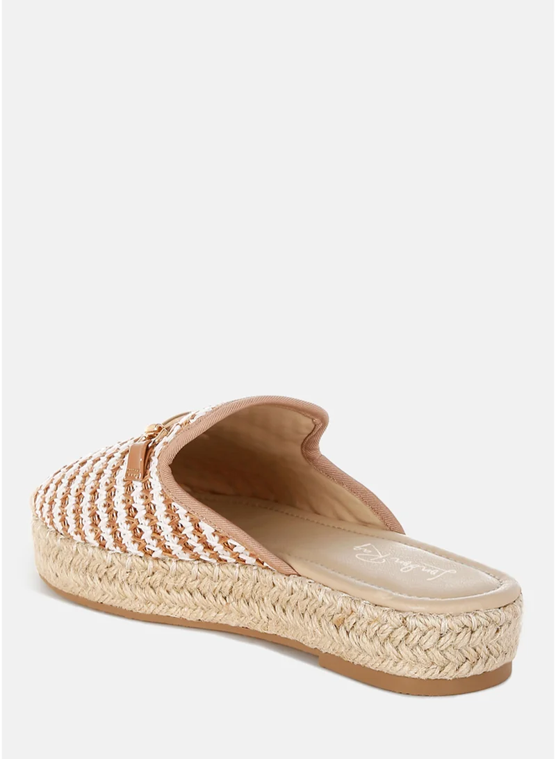 London Rag Brown Raffia Slip-On Mules in Brown for Women | Best Price UAE