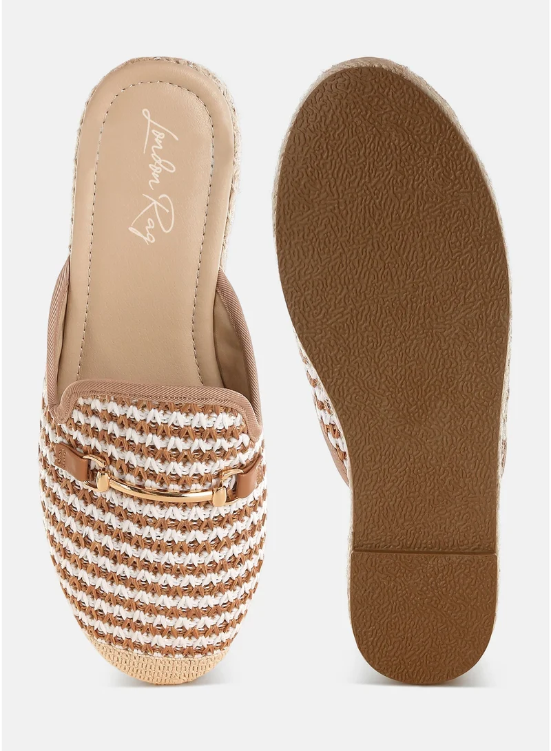 London Rag Brown Raffia Slip-On Mules in Brown for Women | Best Price UAE