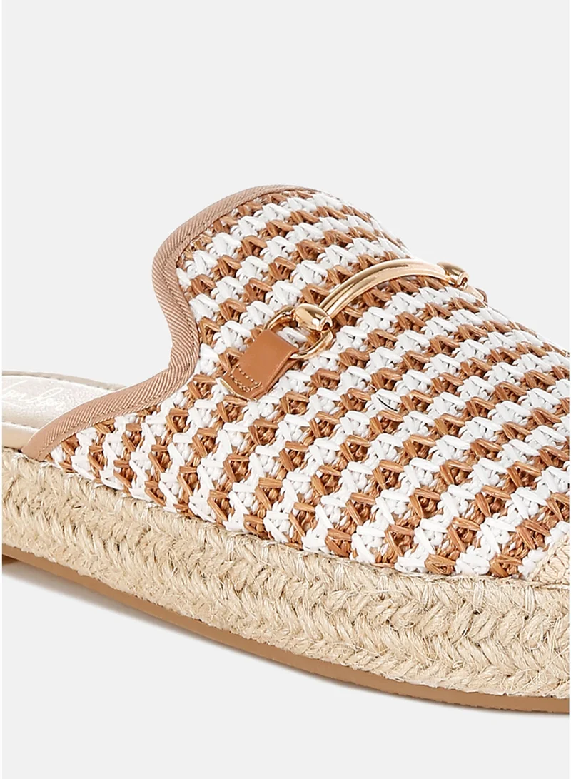 London Rag Brown Raffia Slip-On Mules in Brown for Women | Best Price UAE