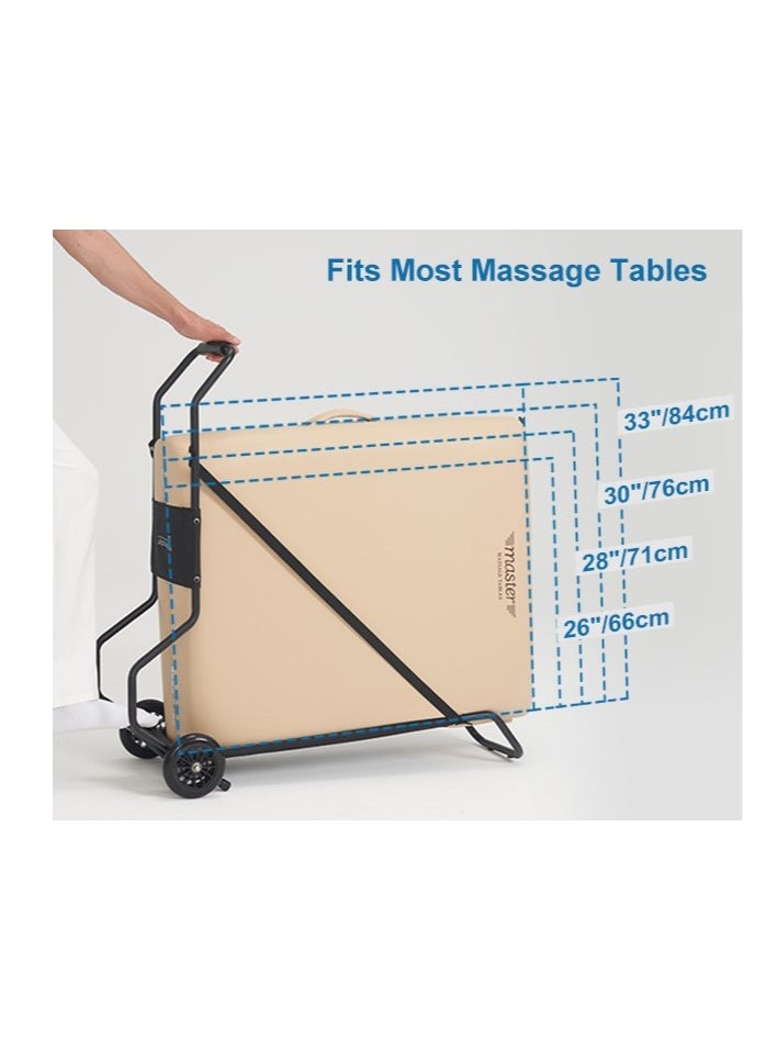 Foldable Wheeled Massage Universal Cart for Massage Table Cart Lightweight Folding Travel Skate with Rubber Wheels & sturdy strap securely Fit all Table Sizes