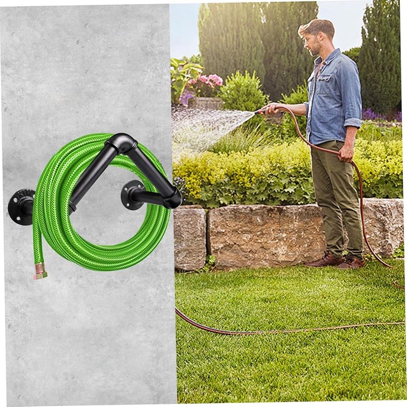 حامل خرطوم معدني ثقيل للتركيب على الحائط، حامل كبير لخرطوم المياه للحديقة والمرآب - Image 4